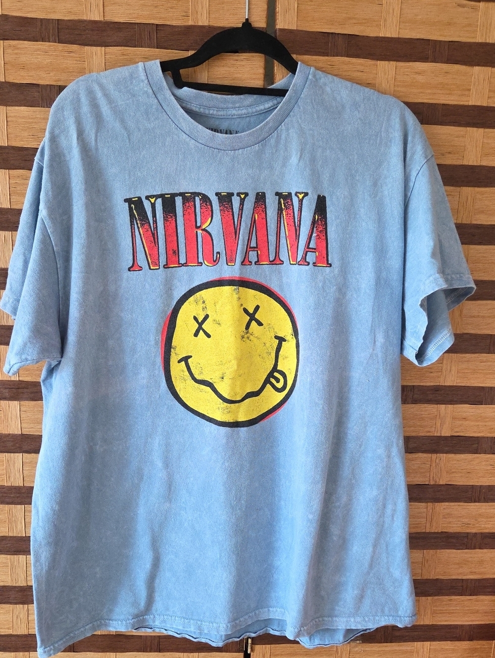 NIRVANA Smiley Face Graphic Tee - Light Blue